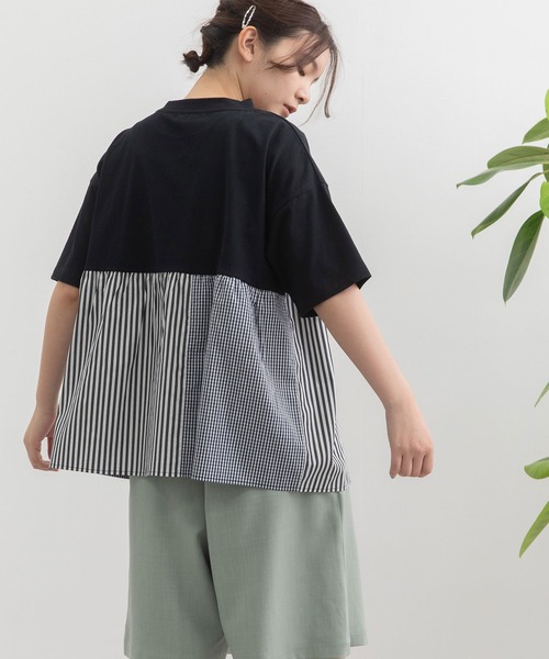 POU DOU DOU（プードゥドゥ）の「パッチワークギャザートップス（Tシャツ/カットソー・レディース・ブラック/オフホワイト・3）」の15枚目の写真