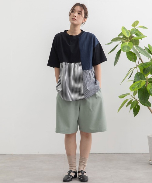 POU DOU DOU（プードゥドゥ）の「パッチワークギャザートップス（Tシャツ/カットソー・レディース・ブラック/オフホワイト・3）」の17枚目の写真