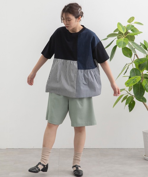 POU DOU DOU（プードゥドゥ）の「パッチワークギャザートップス（Tシャツ/カットソー・レディース・ブラック/オフホワイト・3）」の18枚目の写真