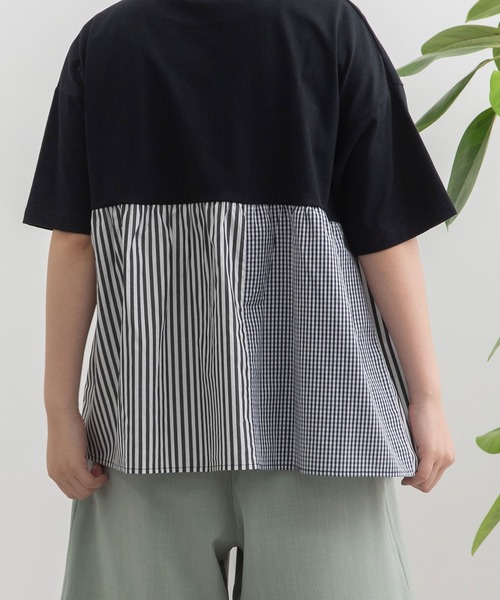 POU DOU DOU（プードゥドゥ）の「パッチワークギャザートップス（Tシャツ/カットソー・レディース・ブラック/オフホワイト・3）」の9枚目の写真