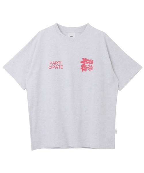 前後ロゴ入りフラワープリント半袖Tシャツ（Tシャツ/カットソー