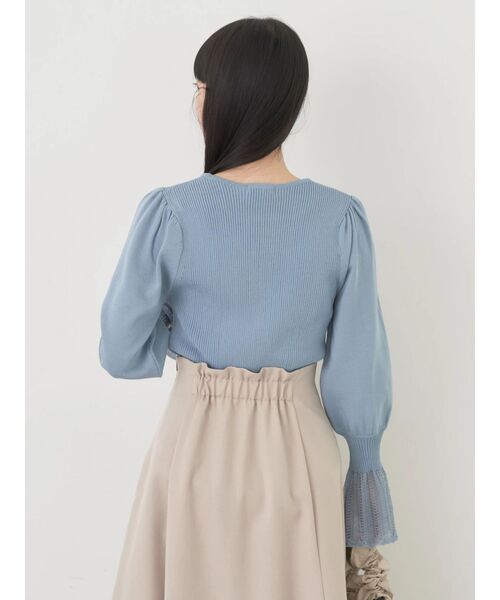 earth music&ecology（アースミュージックアンドエコロジー）の「袖ポイントニットプルオーバー（ニット/セーター・レディース・ネイビー/アイボリー/ライトグレー系1/ブルー・M/S）」の17枚目の写真