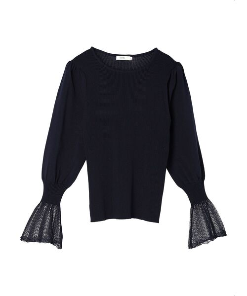 earth music&ecology（アースミュージックアンドエコロジー）の「袖ポイントニットプルオーバー（ニット/セーター・レディース・ネイビー/アイボリー/ライトグレー系1/ブルー・M/S）」の12枚目の写真