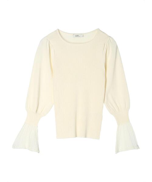 earth music&ecology（アースミュージックアンドエコロジー）の「袖ポイントニットプルオーバー（ニット/セーター・レディース・ネイビー/アイボリー/ライトグレー系1/ブルー・M/S）」の5枚目の写真