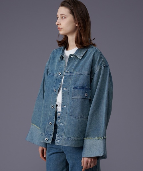 SET UP可能】SLEEVE ROLL UP DENIM JACKET / スリーブロールアップ
