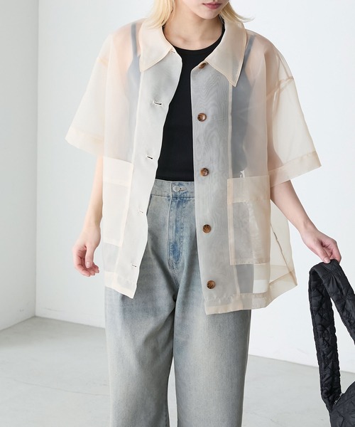 forksy.（フォルクシー）の「【forksy.】オーガンジーシアー半袖ジャケット（その他アウター・レディース・ブラック/アイボリー/ラベンダー・FREE）」の7枚目の写真