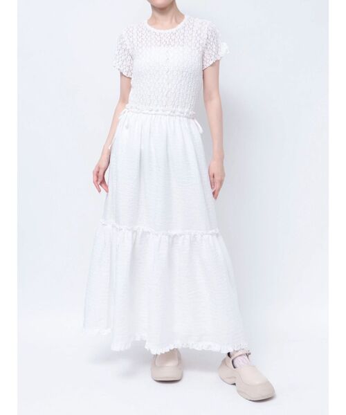 merry jenny（メリージェニー）の「ドッキングフレアワンピース（ワンピース・レディース・ブラック/オフホワイト・FREE）」の4枚目の写真