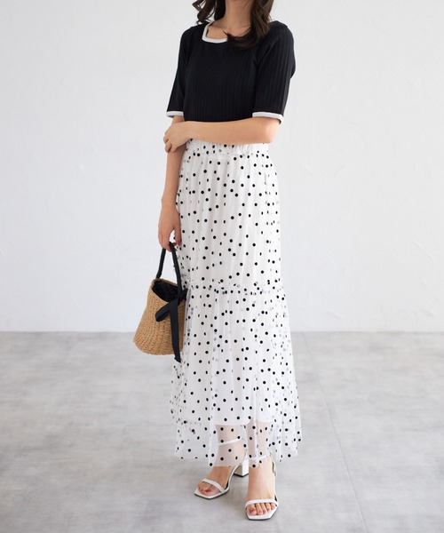 tocco closet(トッコ クローゼット)の「【ZOZO限定】ドットチュールスカート(スカート・レディース・ブラック×ホワイト/オフホワイト/アイボリー/ブラック・M)」の7枚目の写真