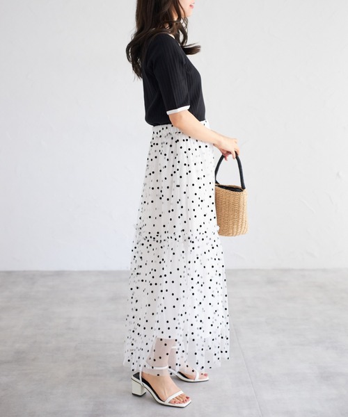 tocco closet(トッコ クローゼット)の「【ZOZO限定】ドットチュールスカート(スカート・レディース・ブラック×ホワイト/オフホワイト/アイボリー/ブラック・M)」の9枚目の写真
