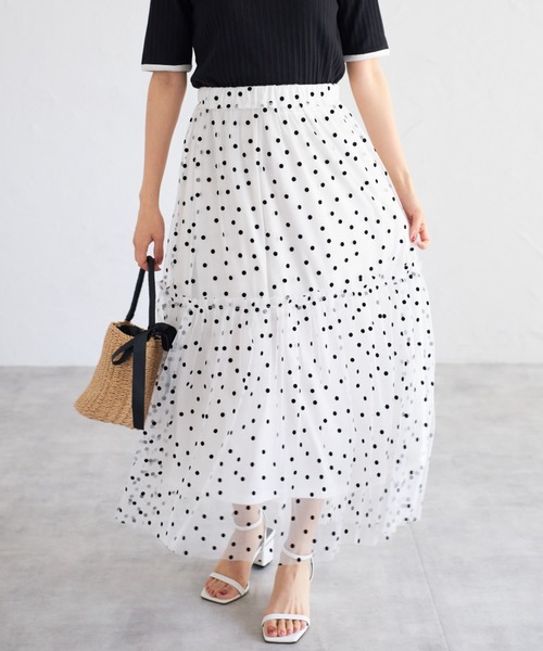 tocco closet(トッコ クローゼット)の「【ZOZO限定】ドットチュールスカート(スカート・レディース・ブラック×ホワイト/オフホワイト/アイボリー/ブラック・M)」の10枚目の写真
