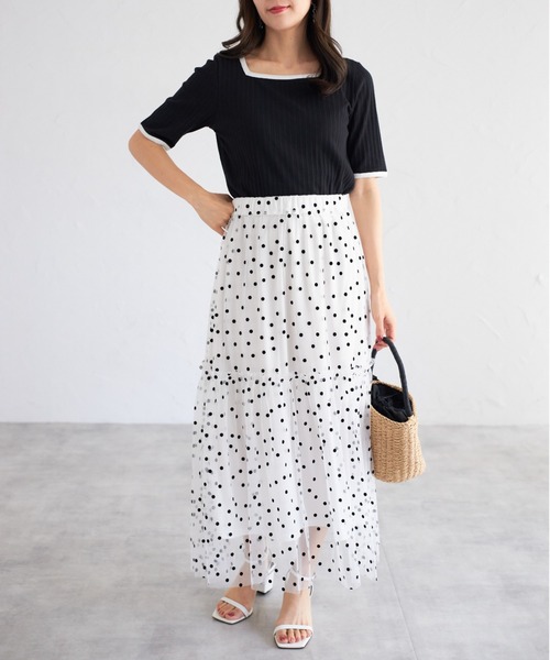 tocco closet(トッコ クローゼット)の「【ZOZO限定】ドットチュールスカート(スカート・レディース・ブラック×ホワイト/オフホワイト/アイボリー/ブラック・M)」の11枚目の写真