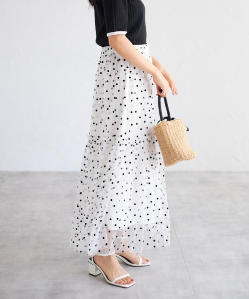tocco closet(トッコ クローゼット)の「【ZOZO限定】ドットチュールスカート(スカート・レディース・ブラック×ホワイト/オフホワイト/アイボリー/ブラック・M)」の12枚目の写真
