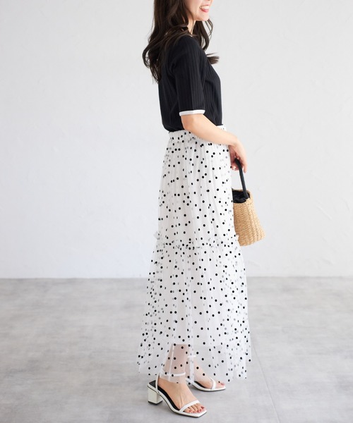 tocco closet(トッコ クローゼット)の「【ZOZO限定】ドットチュールスカート(スカート・レディース・ブラック×ホワイト/オフホワイト/アイボリー/ブラック・M)」の13枚目の写真