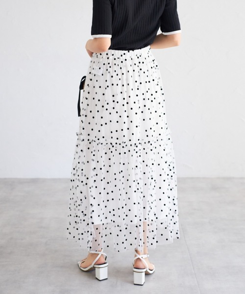 tocco closet(トッコ クローゼット)の「【ZOZO限定】ドットチュールスカート(スカート・レディース・ブラック×ホワイト/オフホワイト/アイボリー/ブラック・M)」の14枚目の写真