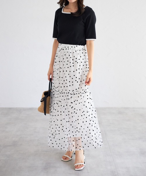 tocco closet(トッコ クローゼット)の「【ZOZO限定】ドットチュールスカート(スカート・レディース・ブラック×ホワイト/オフホワイト/アイボリー/ブラック・M)」の16枚目の写真