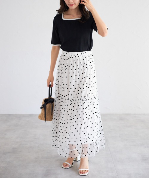 tocco closet(トッコ クローゼット)の「【ZOZO限定】ドットチュールスカート(スカート・レディース・ブラック×ホワイト/オフホワイト/アイボリー/ブラック・M)」の18枚目の写真