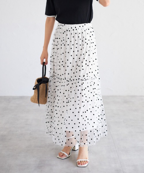tocco closet(トッコ クローゼット)の「【ZOZO限定】ドットチュールスカート(スカート・レディース・ブラック×ホワイト/オフホワイト/アイボリー/ブラック・M)」の17枚目の写真