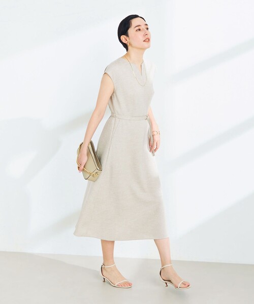 NOLLEY’S Sophi(ノーリーズソフィ)の「麻調合繊ベルト付きフレアワンピース(ワンピース・レディース・チャコールグレー/オレンジ/ベージュ・38/36)」の10枚目の写真