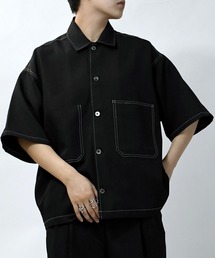 Starting Over（スターティングオーバー）の「oversize stitching shirt/オーバーサイズ ステッチング シャツ/ストレッチ レギュラーカラー半袖シャツ（シャツ/ブラウス・メンズ）」