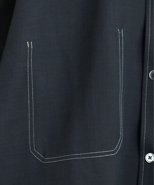 Starting Over（スターティングオーバー）の「oversize stitching shirt/オーバーサイズ ステッチング シャツ/ストレッチ レギュラーカラー半袖シャツ（シャツ/ブラウス・メンズ・カーキ/ブラック/グレー・M/L/XL）」の7枚目の写真