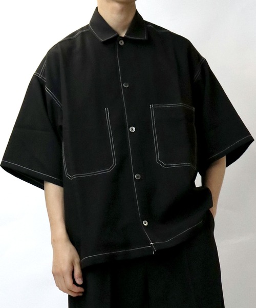 セール】oversize stitching shirt/オーバーサイズ ステッチング