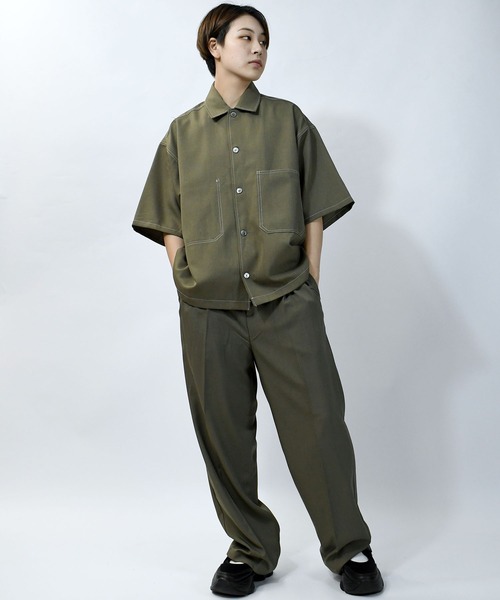 セール】oversize stitching shirt/オーバーサイズ ステッチング