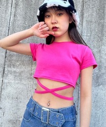 and marry リボントップス　ピンク×ホワイト ニューヨーク＆カンパニーコレクション NEW YORK & COMPANY