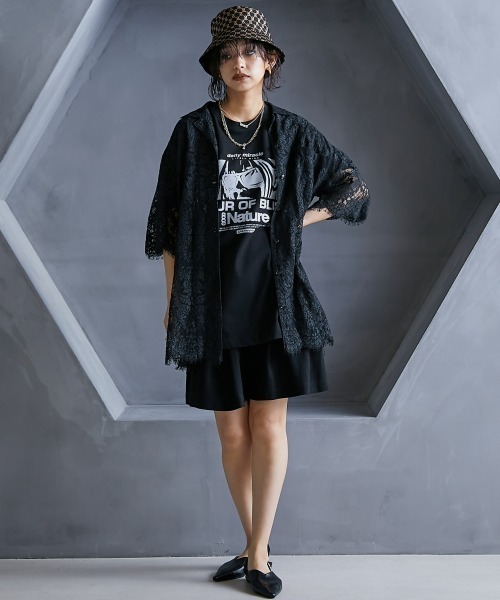 GEVS.(ジェイヴィス)の「<大きいサイズ> 綿100%グラフィックプリントTシャツ GEVS.(Tシャツ/カットソー・レディース・ブラック/オフホワイト・LL/L/5L/4L/3L)」の21枚目の写真