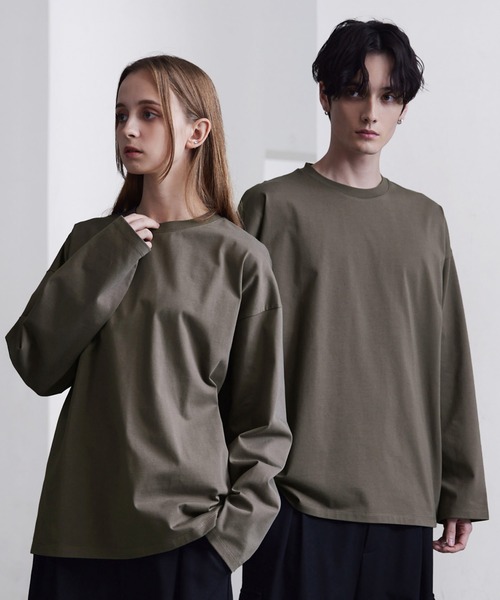 CLEL(クレイル)の「【CLEL】Functionary cotton heavyweight T-shirt/ファンクショナリーコットン ヘビーウェイトTシャツ(ロンT)(Tシャツ/カットソー・メンズ・ダークグリーン/グレイッシュブルー/ホワイト/チャコールグレー/ブラック/アッシュブラウン/ブルーグレー/ライトグレー/ワインレッド/ライトパープル/グレイッシュベージュ/カーキ・XS/L/M/S)」の9枚目の写真