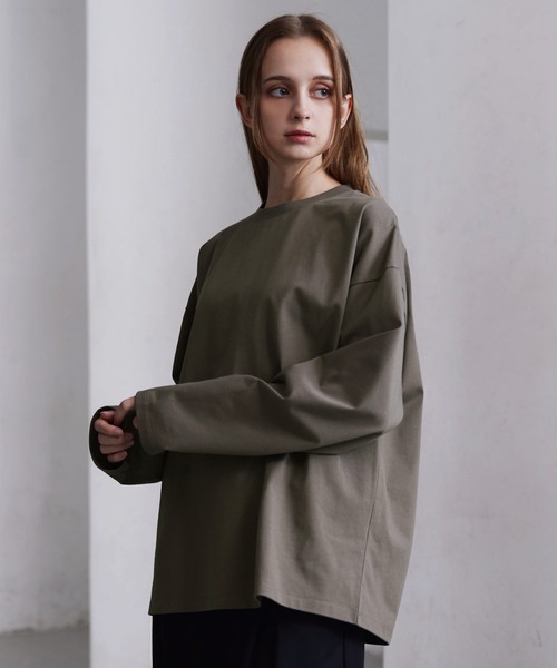 CLEL(クレイル)の「【CLEL】Functionary cotton heavyweight T-shirt/ファンクショナリーコットン ヘビーウェイトTシャツ(ロンT)(Tシャツ/カットソー・メンズ・ダークグリーン/グレイッシュブルー/ホワイト/チャコールグレー/ブラック/アッシュブラウン/ブルーグレー/ライトグレー/ワインレッド/ライトパープル/グレイッシュベージュ/カーキ・XS/L/M/S)」の20枚目の写真