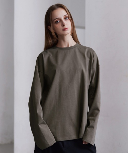 CLEL(クレイル)の「【CLEL】Functionary cotton heavyweight T-shirt/ファンクショナリーコットン ヘビーウェイトTシャツ(ロンT)(Tシャツ/カットソー・メンズ・ダークグリーン/グレイッシュブルー/ホワイト/チャコールグレー/ブラック/アッシュブラウン/ブルーグレー/ライトグレー/ワインレッド/ライトパープル/グレイッシュベージュ/カーキ・XS/L/M/S)」の21枚目の写真