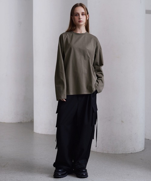 CLEL(クレイル)の「【CLEL】Functionary cotton heavyweight T-shirt/ファンクショナリーコットン ヘビーウェイトTシャツ(ロンT)(Tシャツ/カットソー・メンズ・ダークグリーン/グレイッシュブルー/ホワイト/チャコールグレー/ブラック/アッシュブラウン/ブルーグレー/ライトグレー/ワインレッド/ライトパープル/グレイッシュベージュ/カーキ・XS/L/M/S)」の22枚目の写真