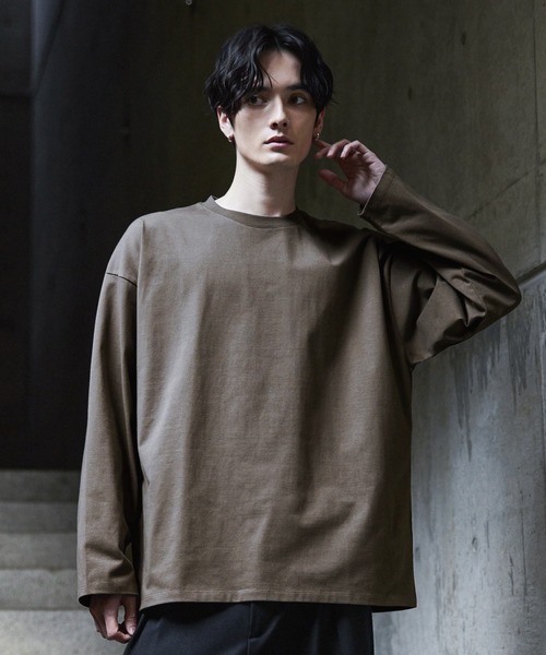 CLEL(クレイル)の「【CLEL】Functionary cotton heavyweight T-shirt/ファンクショナリーコットン ヘビーウェイトTシャツ(ロンT)(Tシャツ/カットソー・メンズ・ダークグリーン/グレイッシュブルー/ホワイト/チャコールグレー/ブラック/アッシュブラウン/ブルーグレー/ライトグレー/ワインレッド/ライトパープル/グレイッシュベージュ/カーキ・XS/L/M/S)」の13枚目の写真
