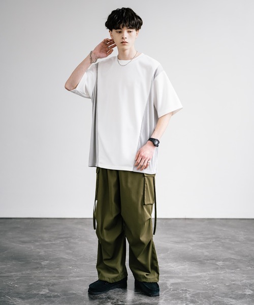 Rocky Monroe（ロッキーモンロー）の「オーバーサイズ異素材切り替え半袖Tシャツ（Tシャツ/カットソー・メンズ・オフホワイト/グレー/ブラック・L/M）」の7枚目の写真
