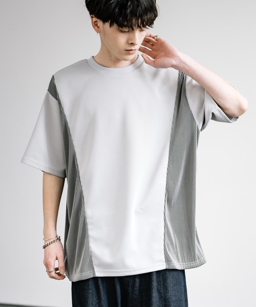 Rocky Monroe（ロッキーモンロー）の「オーバーサイズ異素材切り替え半袖Tシャツ（Tシャツ/カットソー・メンズ・オフホワイト/グレー/ブラック・L/M）」の12枚目の写真