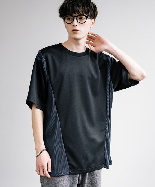 Rocky Monroe（ロッキーモンロー）の「オーバーサイズ異素材切り替え半袖Tシャツ（Tシャツ/カットソー・メンズ・オフホワイト/グレー/ブラック・L/M）」の9枚目の写真