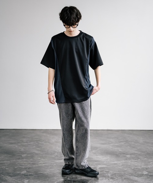 Rocky Monroe（ロッキーモンロー）の「オーバーサイズ異素材切り替え半袖Tシャツ（Tシャツ/カットソー・メンズ・オフホワイト/グレー/ブラック・L/M）」の10枚目の写真