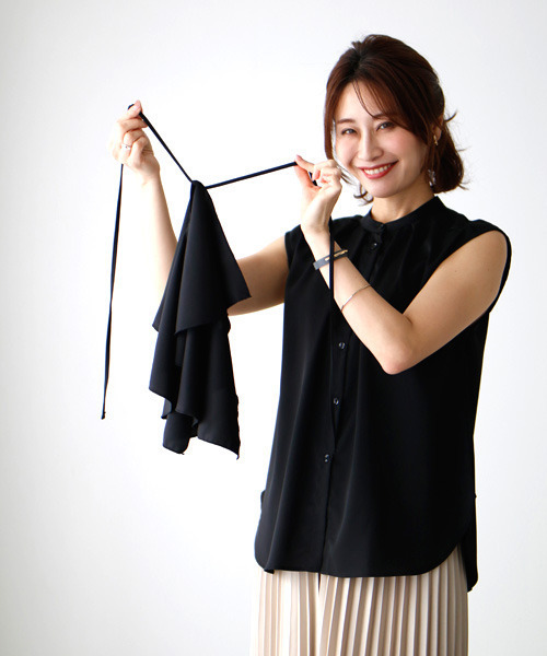 ブラウス シャツ ７通りの着こなし♪1枚で七変化！スタンドカラーブラウス レディース 7通りの着こなし♪1枚で七変化！スタンドカラーブラウス – ONE