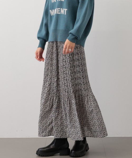 SÖEN グレー系花柄プリーツスカート SÖEN グレー系花柄プリーツスカート