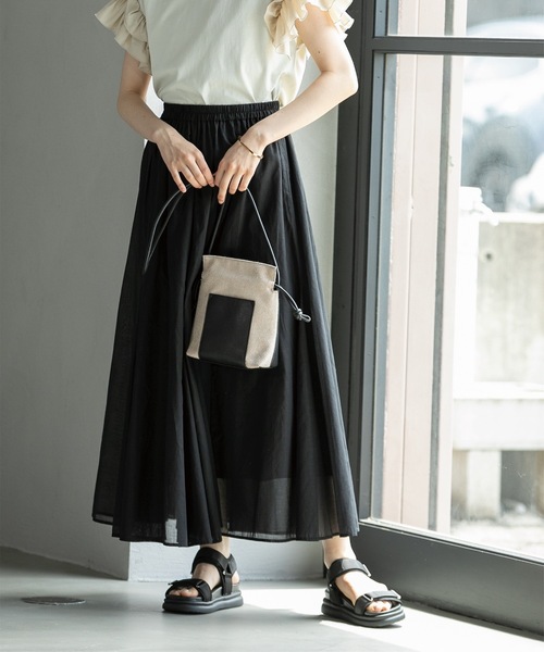 OPAQUE.CLIP（オペークドットクリップ）の「◆ロングフレアスカート オーガニックコットン混【洗濯機洗い可】（スカート・レディース・ブラック/パープル/グリーン系その他2/ホワイト系8・38/40/42）」の20枚目の写真