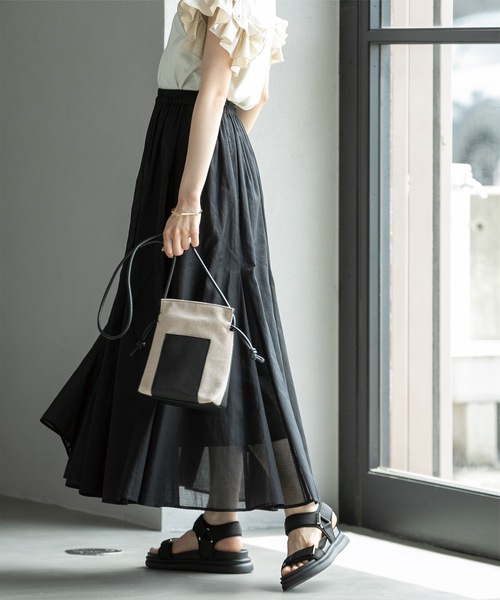 OPAQUE.CLIP（オペークドットクリップ）の「◆ロングフレアスカート オーガニックコットン混【洗濯機洗い可】（スカート・レディース・ブラック/パープル/グリーン系その他2/ホワイト系8・38/40/42）」の5枚目の写真