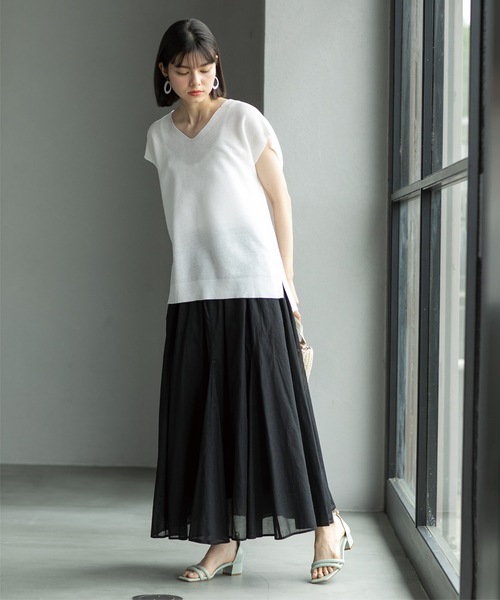 OPAQUE.CLIP（オペークドットクリップ）の「◆ロングフレアスカート オーガニックコットン混【洗濯機洗い可】（スカート・レディース・ブラック/パープル/グリーン系その他2/ホワイト系8・38/40/42）」の12枚目の写真