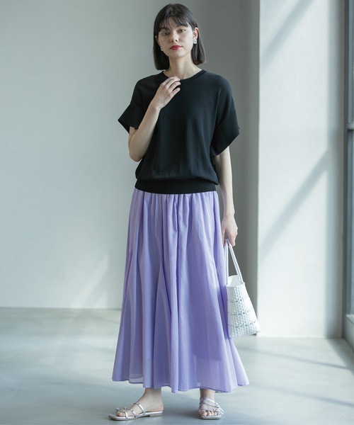 OPAQUE.CLIP（オペークドットクリップ）の「◆ロングフレアスカート オーガニックコットン混【洗濯機洗い可】（スカート・レディース・ブラック/パープル/グリーン系その他2/ホワイト系8・38/40/42）」の15枚目の写真