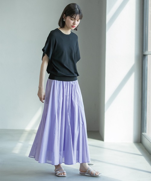 OPAQUE.CLIP（オペークドットクリップ）の「◆ロングフレアスカート オーガニックコットン混【洗濯機洗い可】（スカート・レディース・ブラック/パープル/グリーン系その他2/ホワイト系8・38/40/42）」の16枚目の写真