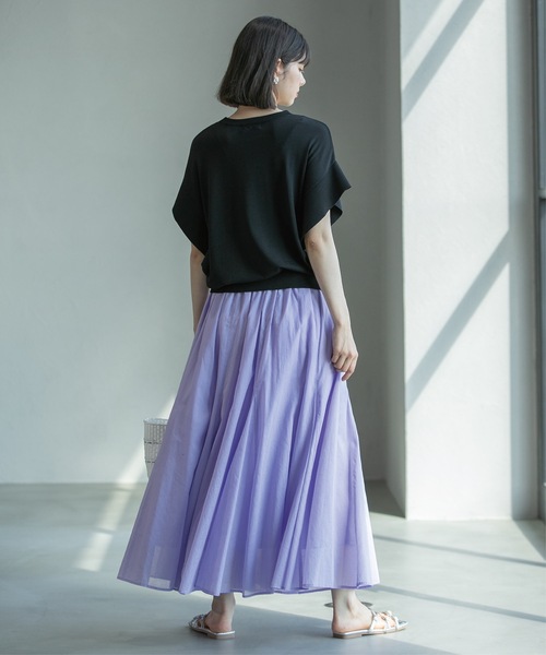 OPAQUE.CLIP（オペークドットクリップ）の「◆ロングフレアスカート オーガニックコットン混【洗濯機洗い可】（スカート・レディース・ブラック/パープル/グリーン系その他2/ホワイト系8・38/40/42）」の18枚目の写真