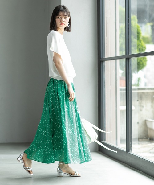 OPAQUE.CLIP（オペークドットクリップ）の「◆ロングフレアスカート オーガニックコットン混【洗濯機洗い可】（スカート・レディース・ブラック/パープル/グリーン系その他2/ホワイト系8・38/40/42）」の22枚目の写真