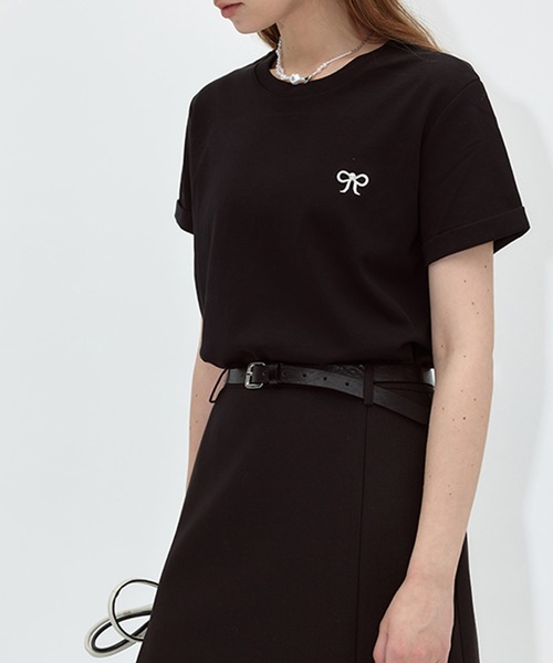 Fano Studios（ファノ ストゥディオズ）の「刺繍 パールリボン クルーネックTシャツ FX24S173【Fano Studios】（Tシャツ/カットソー・レディース・ブラック・L/S/M）」の9枚目の写真