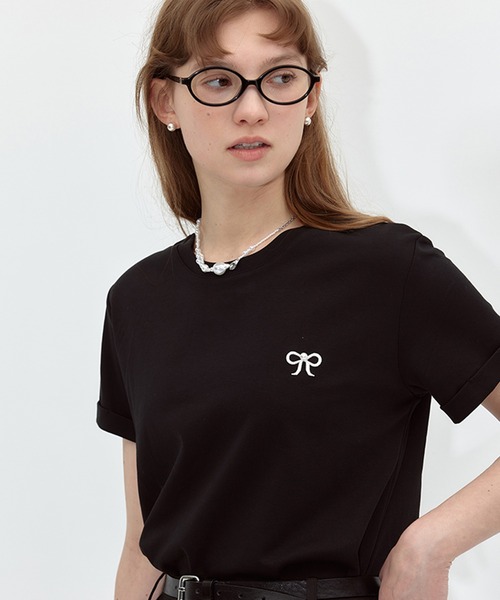 Fano Studios（ファノ ストゥディオズ）の「刺繍 パールリボン クルーネックTシャツ FX24S173【Fano Studios】（Tシャツ/カットソー・レディース・ブラック・L/S/M）」の12枚目の写真