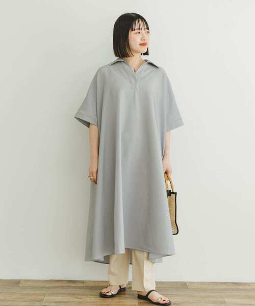 ITEMS URBANRESEARCH(アイテムズ アーバンリサーチ)の「サッカーストライプスキッパーワンピース(ワンピース・レディース・ブラック・FREE)」の1枚目の写真