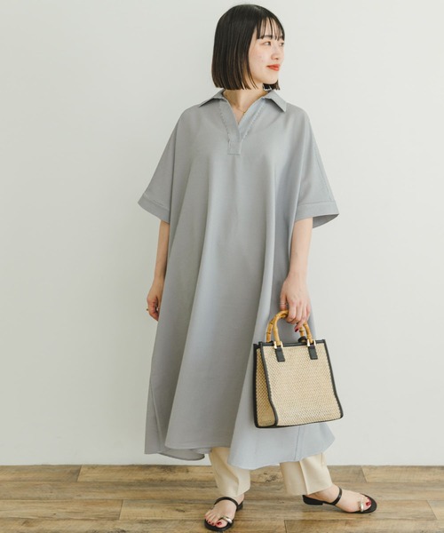 ITEMS URBANRESEARCH(アイテムズ アーバンリサーチ)の「サッカーストライプスキッパーワンピース(ワンピース・レディース・ブラック・FREE)」の14枚目の写真